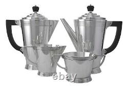 MAPPIN & WEBB Silver Plate KEITH MURRAY Art Deco 4 Piece Tea Set