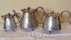 MID 20th CENT. MODERNISM DESIGNER TEA SET, silver plate by Robert Brearly