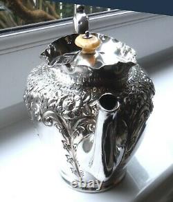 MID Victorian Sheffield Silver Plated Ornate Tea Pot-atkin Bros