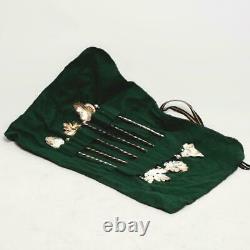 Mackenzie Childs Set Of (6) Iced Tea Julep Spoons In Box With Leaf Design