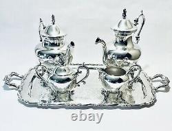 Magnificent Antique Set of Four Birmingham Tea Set On WM A. Rogers Silver Plated