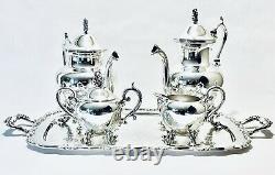 Magnificent Antique Set of Four Birmingham Tea Set On WM A. Rogers Silver Plated