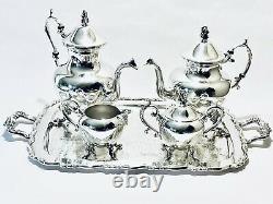 Magnificent Antique Set of Four Birmingham Tea Set On WM A. Rogers Silver Plated