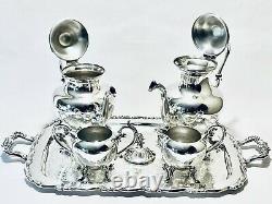 Magnificent Antique Set of Four Birmingham Tea Set On WM A. Rogers Silver Plated