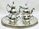 Majestic Antique Large Set Of 4 1883 Tea Set Of Fb Rogers On Old Sheffield Tray