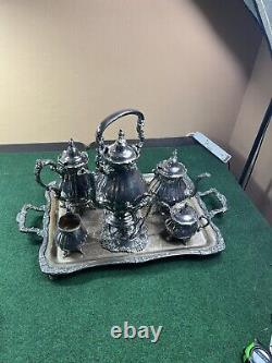 Majestic Antique Set of 5 Coffee and Tea Set Baroque By Wallace Silver Plate 299