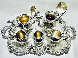 Majestic Antique Set of 6 Victorian Style Tea Set Silver Plated By Birmingham