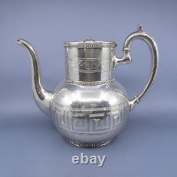 Manhattan Plate Co c1893 Silverplate Tea Pot Neoclassical Greek Key New York