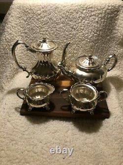 Marlboro Old English Arris Proc. Antique Silver Plate Tea Coffee Pot Set Pumpkin