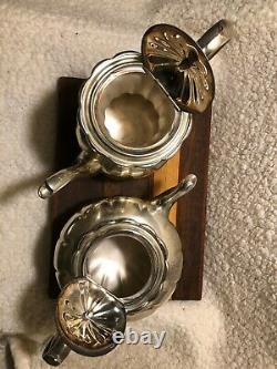 Marlboro Old English Arris Proc. Antique Silver Plate Tea Coffee Pot Set Pumpkin