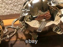 Marlboro Old English Arris Proc. Antique Silver Plate Tea Coffee Pot Set Pumpkin