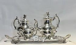 Marvelous Antique Set Of Five Tea Set Meriden Silver On Copper