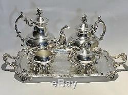 Marvelous Antique Set Of Five Tea Set Meriden Silver On Copper