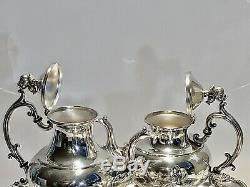 Marvelous Antique Set Of Five Tea Set Meriden Silver On Copper