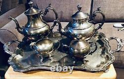 Meneses Orfebres of Madrid Spain Antique 5 piece tray tea coffee sugar creamer