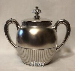 Meriden B. Co Quadruple Silver Plate Coffee/Tea Pot with Covered Sugar Bowl Set