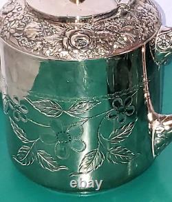 Meriden B Co Quadruple Silver Plate Repousse Tea Coffee Set 5PC Stunning