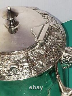 Meriden B Co Quadruple Silver Plate Repousse Tea Coffee Set 5PC Stunning