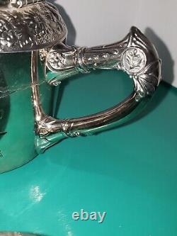Meriden B Co Quadruple Silver Plate Repousse Tea Coffee Set 5PC Stunning