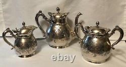 Meriden B. & Co. Silver Plate Coffee/Tea Pot, Sugar Bowl & Creamer Set