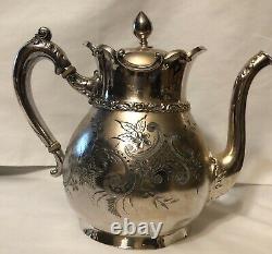 Meriden B. & Co. Silver Plate Coffee/Tea Pot, Sugar Bowl & Creamer Set