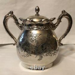 Meriden B. & Co. Silver Plate Coffee/Tea Pot, Sugar Bowl & Creamer Set