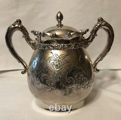 Meriden B. & Co. Silver Plate Coffee/Tea Pot, Sugar Bowl & Creamer Set