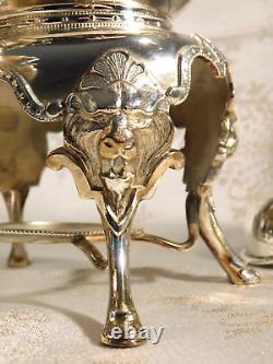 Meriden B. Co. Silver Plate Tea Urn 1867, VGC, Rare, Lions Head & Foot