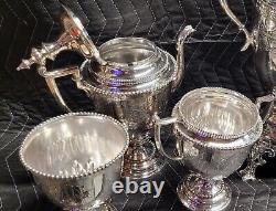 Meriden Britannia Co. 1860 Tea/ Coffee Set Ornate Design 8 Pc Set
