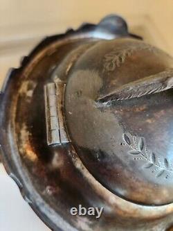 Meriden Britannia Co. 1880 Silverplate Tea Set Egyptian Revival 3 Pcs Pheasant