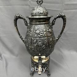 Meriden Britannia Co. 1905 Silver Plate Repousse Samovar Coffee Tea Urn Floral