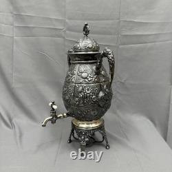Meriden Britannia Co. 1905 Silver Plate Repousse Samovar Coffee Tea Urn Floral