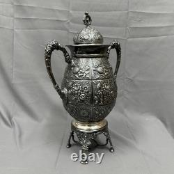 Meriden Britannia Co. 1905 Silver Plate Repousse Samovar Coffee Tea Urn Floral