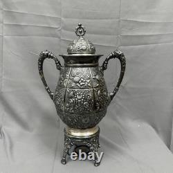 Meriden Britannia Co. 1905 Silver Plate Repousse Samovar Coffee Tea Urn Floral
