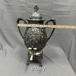 Meriden Britannia Co. 1905 Silver Plate Repousse Samovar Coffee Tea Urn Floral