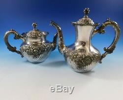 Meriden Britannia Co Silverplate Repousse Tea Set 5-Piece #1447 with Tray (#3191)