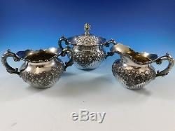 Meriden Britannia Co Silverplate Repousse Tea Set 5-Piece #1447 with Tray (#3191)