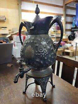 Meriden Britannia Company 1903 Silver Plate Repousse Samovar Coffee Tea Urn