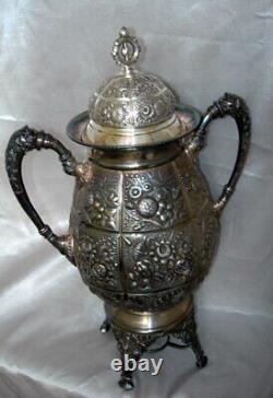 Meriden Britannia Company 1905 Silver Plate Repousse Samovar Coffee Tea Urn