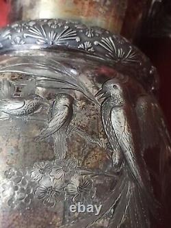 Meriden Britannia Company Quadruple Plate Aesthetic Era Birds Etched Tea Pot