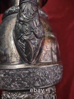 Meriden Britannia Company Quadruple Plate Aesthetic Era Birds Etched Tea Pot
