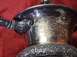 Meriden Britannia Company Quadruple Plate Aesthetic Era Birds Etched Tea Pot