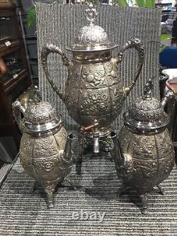 Meriden Silver Plate Floral REPOUSSE EMBOSSED SAMOVAR Tea service / coffee pot