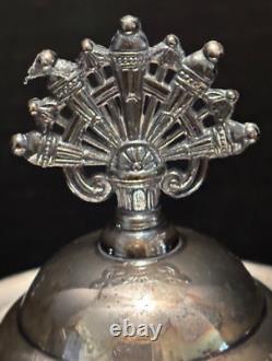 Meriden Silverplate 4pc TEA SET Aesthetic Style Birds Flowers Pierced Feet