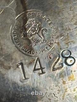 Meriden Silverplate 4pc TEA SET Aesthetic Style Birds Flowers Pierced Feet