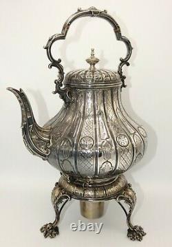 Mid 1800s Thomas Bradbury & Sons Spirit Tea Kettle with stand Sheffield