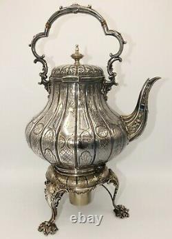 Mid 1800s Thomas Bradbury & Sons Spirit Tea Kettle with stand Sheffield