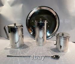 Mid Century Calegaro Italian Hammered Silver Plate Coffee/Tea Server Set