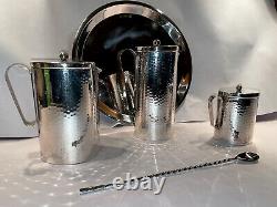 Mid Century Calegaro Italian Hammered Silver Plate Coffee/Tea Server Set