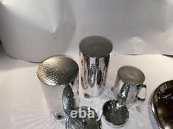 Mid Century Calegaro Italian Hammered Silver Plate Coffee/Tea Server Set